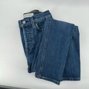 Denim Forum The Yoko High Rise Slim Jeans Womens Size 24 Button Fly Blue